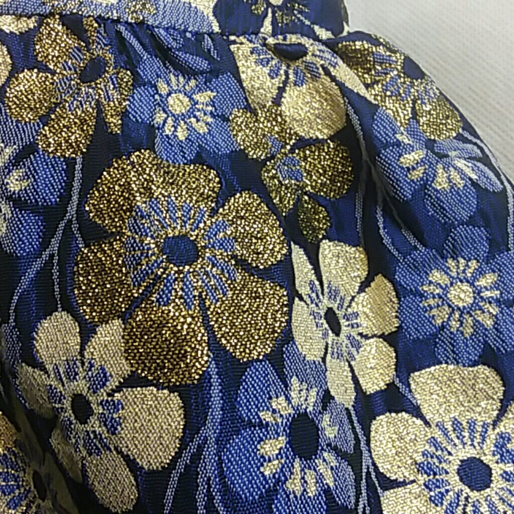 ASOS Womens 8 Blue Metallic Floral Ruffle Hem Skirt - Picture 2 of 7